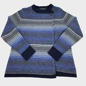 Woolrich Womens Pearce Striped Lambs Wool Cardigan in Deep Indigo XS Petite